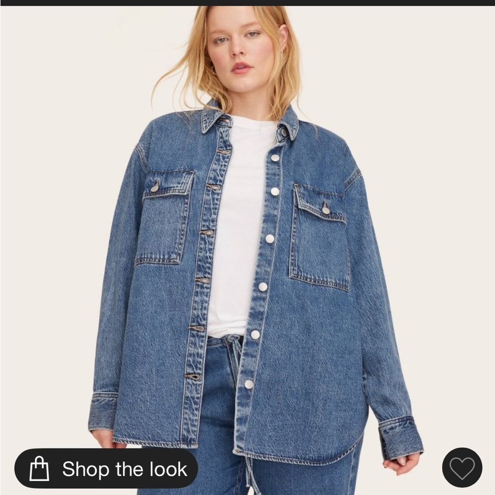 Parke X Target Long Sleeve Denim Shacket Medium Wash